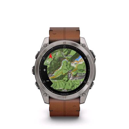 Garmin Fenix 8 Smartwatch 51mm AMOLED in Carbon Grey with Chestnut Leather Strap