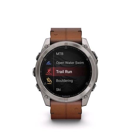 Garmin Fenix 8 Smartwatch 51mm AMOLED in Carbon Grey with Chestnut Leather Strap