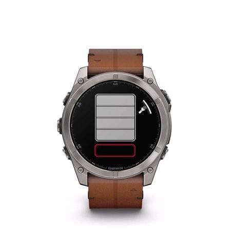 Garmin Fenix 8 Smartwatch 51mm AMOLED in Carbon Grey with Chestnut Leather Strap