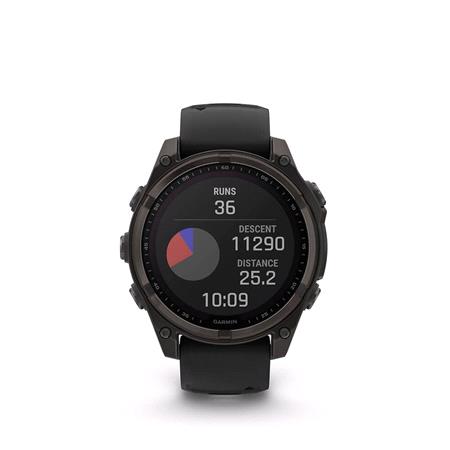 Garmin Fenix 8 Smartwatch 47mm Solar AMOLED in Carbon Grey DLC Titanium with Black/Grey Strap