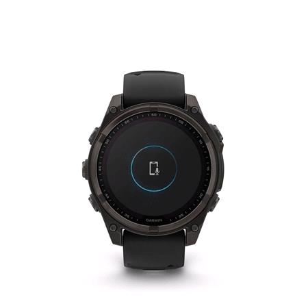 Garmin Fenix 8 Smartwatch 47mm Solar AMOLED in Carbon Grey DLC Titanium with Black/Grey Strap