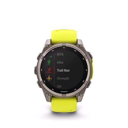 Garmin Fenix 8 Smartwatch 47mm Solar AMOLED in Titanium with Amp Yellow Strap