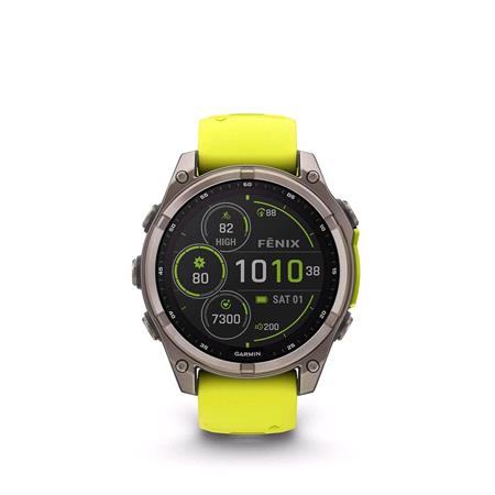 Garmin Fenix 8 Smartwatch 47mm Solar AMOLED in Titanium with Amp Yellow Strap