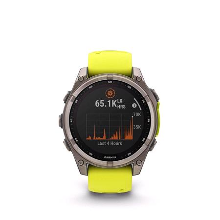 Garmin Fenix 8 Smartwatch 47mm Solar AMOLED in Titanium with Amp Yellow Strap