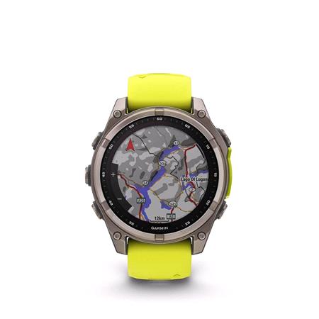 Garmin Fenix 8 Smartwatch 47mm Solar AMOLED in Titanium with Amp Yellow Strap