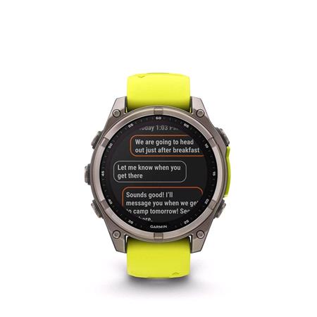 Garmin Fenix 8 Smartwatch 47mm Solar AMOLED in Titanium with Amp Yellow Strap