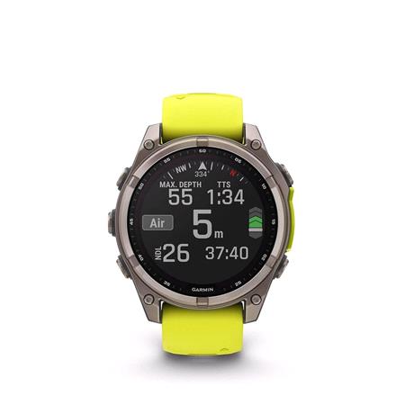 Garmin Fenix 8 Smartwatch 47mm Solar AMOLED in Titanium with Amp Yellow Strap