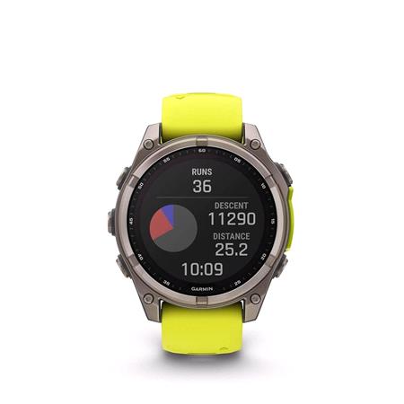 Garmin Fenix 8 Smartwatch 47mm Solar AMOLED in Titanium with Amp Yellow Strap