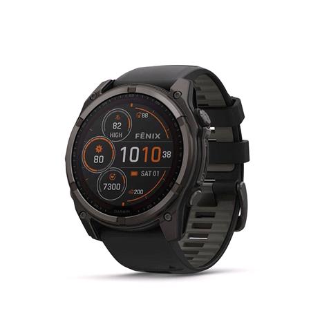 Garmin Fenix 8 Smartwatch 51mm Solar AMOLED in Carbon Grey DLC Titanium with Black Strap