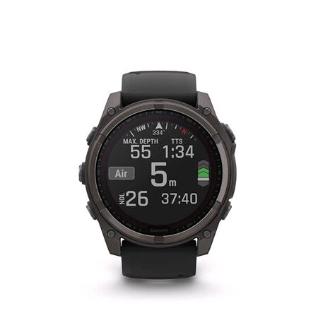 Garmin Fenix 8 Smartwatch 51mm Solar AMOLED in Carbon Grey DLC Titanium with Black Strap