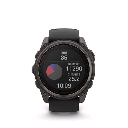 Garmin Fenix 8 Smartwatch 51mm Solar AMOLED in Carbon Grey DLC Titanium with Black Strap