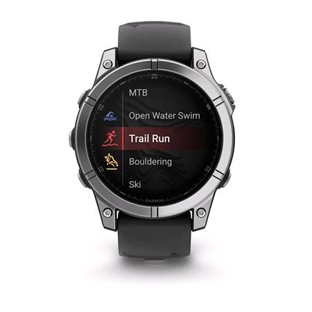 Garmin Fenix E Smartwatch 47mm AMOLED in Stainless Steel with Black Silicone Strap