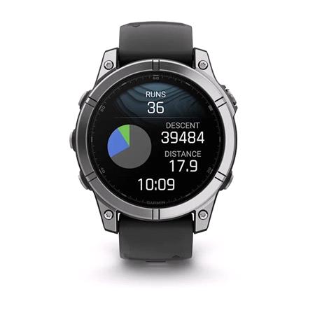 Garmin Fenix E Smartwatch 47mm AMOLED in Stainless Steel with Black Silicone Strap