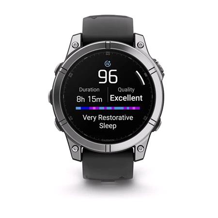 Garmin Fenix E Smartwatch 47mm AMOLED in Stainless Steel with Black Silicone Strap