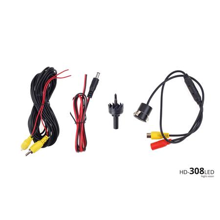 4 white parking sensors 4,3 with  CAM 308 LED 18mm night vision camera