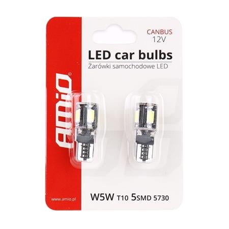 AMIO 12V 2W W5W 5smd LED Bulb   Twin Pack