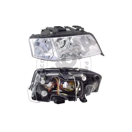 Right Headlamp (Halogen, Takes H1/H7 Bulbs, Original Equipment) for Audi A6 1997 1999