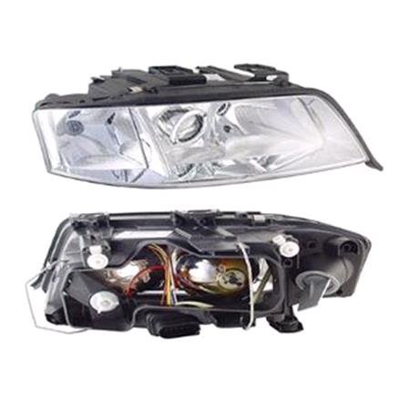 Right Headlamp (Halogen, Takes H1/H7 Bulbs, Original Equipment) for Audi A6 1997 1999