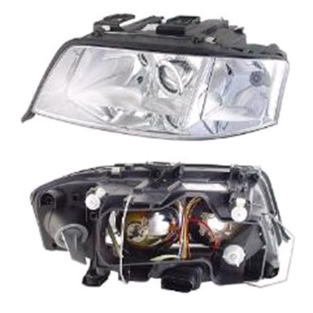 Left Headlamp (Halogen, Takes H1/H7 Bulbs, Original Equipment) for Audi A6 1997 1999