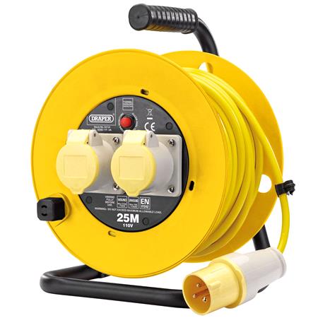 Draper 02124 110V Twin Extension Cable Reel 25M   
