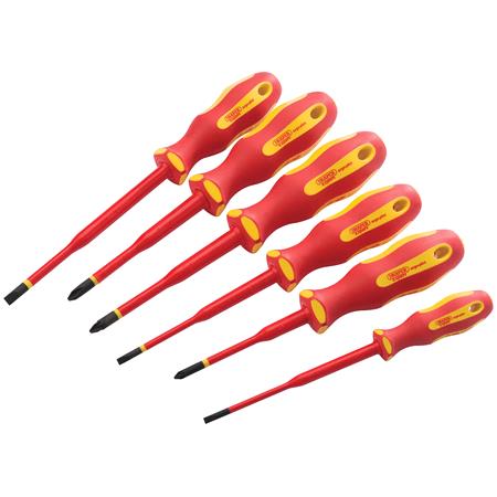 Draper 02167 Ergo Plus Slimline VDE Approved Fully Insulated Screwdrivers Set   6 Piece   