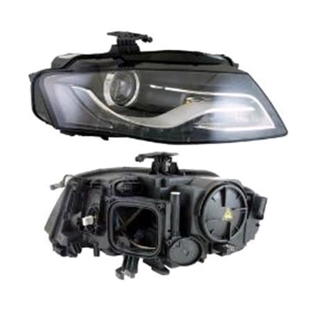 Right Headlamp (Bi Xenon, Takes D3S Bulb, LED Daytime Running Lights, Black Bezel, With Loadlevel Adjustment, Supplied With Motor, Original Equipment) for Audi A4 Allroad 2008 2011