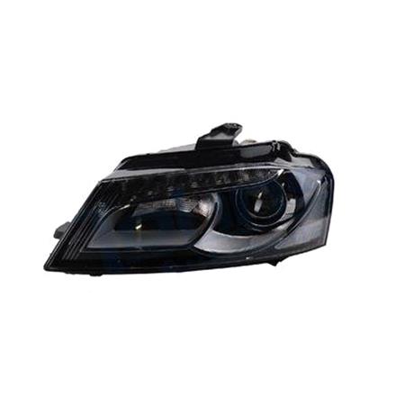 Left Headlamp (Bi Xenon, Takes D3S Bulb, With LED Daytime Runing Light, Without Bend Light, Original Equipment) for Audi A3 Convertible 2008 2012