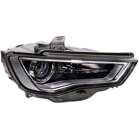 Right Headlamp (Bi Xenon, Takes D3S Bulb, Black Bezel, Without Curve Light, With LED Daytime Running Light, Supplied Without LED Module, Original Equipment) for Audi A3 Saloon 2012 2016