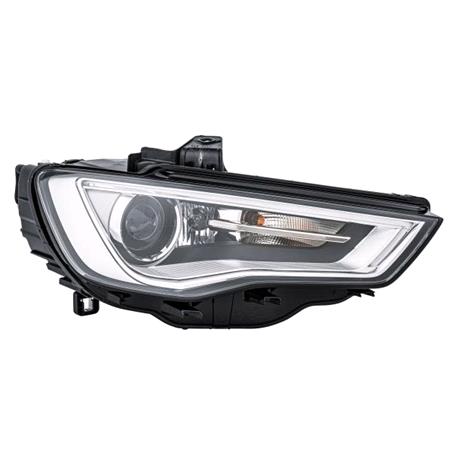 Right Headlamp (Bi Xenon, Takes D3S Bulb, Grey Bezel, With Curve Light, With LED Daytime Running Light, Supplied Without LED Module, Original Equipment) for Audi A3 Convertible 2012 2016