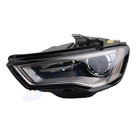 Left Headlamp (Bi Xenon, Takes D3S Bulb, Grey Bezel, Without Curve Light, With LED Daytime Running Light, Supplied Without LED Module, Original Equipment) for Audi A3 Saloon 2012 2016
