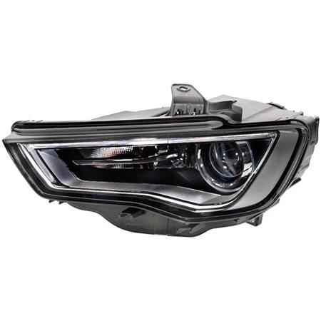 Left Headlamp (Bi Xenon, Takes D3S Bulb, Black Bezel, Without Curve Light, With LED Daytime Running Light, Supplied Without LED Module, Original Equipment) for Audi A3 Convertible 2012 2016