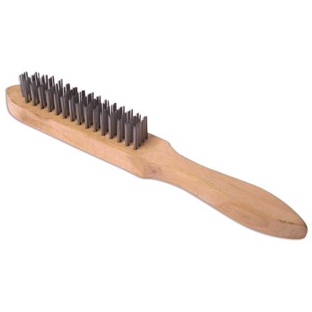 LASER 0226 Wooden Handle Wire Brush   4 Row