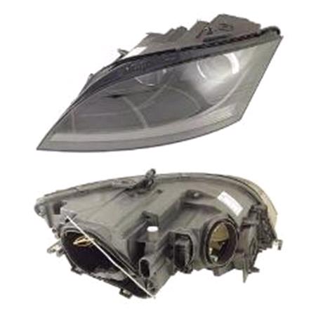 Left Headlamp (Black Bezel, Halogen, Original Equipment) for Audi TT 2007 2014