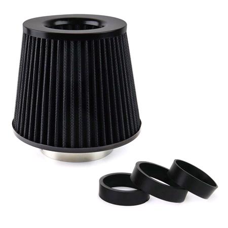 Cone Air Filter with 3 Adapters   Black