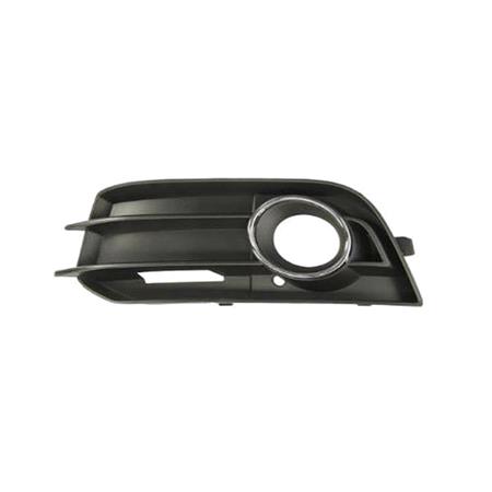 Audi A1 3 Door 2010 2015 Front Bumper Grille L.H. (Passengers Side) Grained, Matt Black, With Hole For Fog Lamp, With Chrome Trim, Not For S Line Models