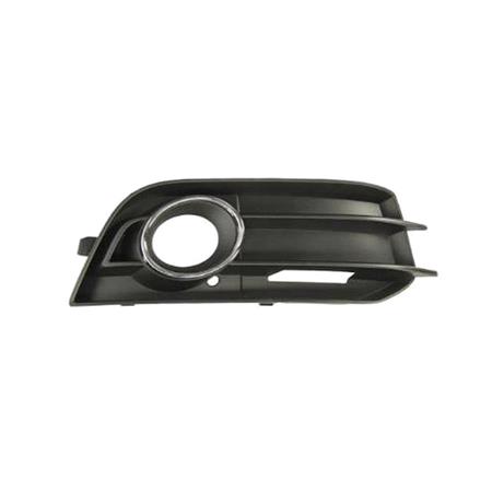 Audi A1 3 Door 2010 2015 Front Bumper Grille R.H. (Drivers Side) Grained, Matt Black, With Hole For Fog Lamp, With Chrome Trim, Not For S Line Models