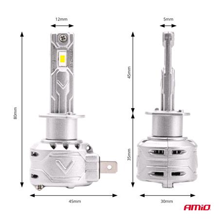AMIO X2 Series 12V 72W H1 6500K LED Bulb   Twin Pack