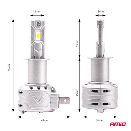 AMIO X2 Series 12V 72W H3 6500K LED Bulb   Twin Pack