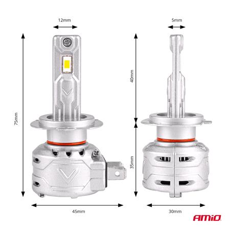 AMIO X2 Series 12V 72W H7 6500K LED Bulb   Twin Pack