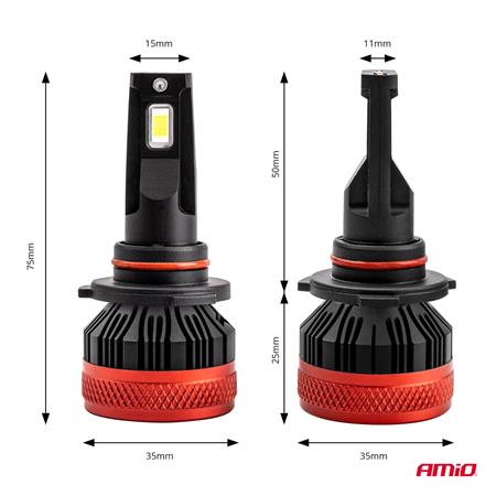 AMIO X3 Series 12V 90W H8/H9/H11 6500K LED Bulb   Twin Pack