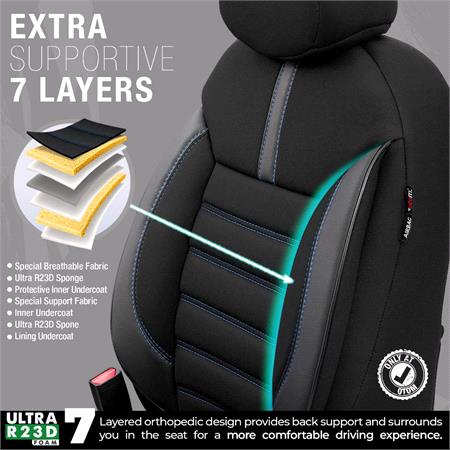 Premium Lacoste Leather Car Seat Covers LIMITED SERIES   Black Blue