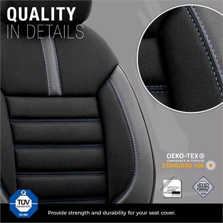 Premium Lacoste Leather Car Seat Covers LIMITED SERIES   Black Blue