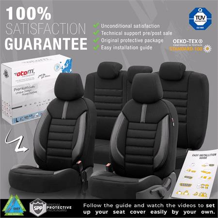 Premium Lacoste Leather Car Seat Covers LIMITED SERIES   Black Grey For Mitsubishi GALANT Mk V Saloon 1992 1996