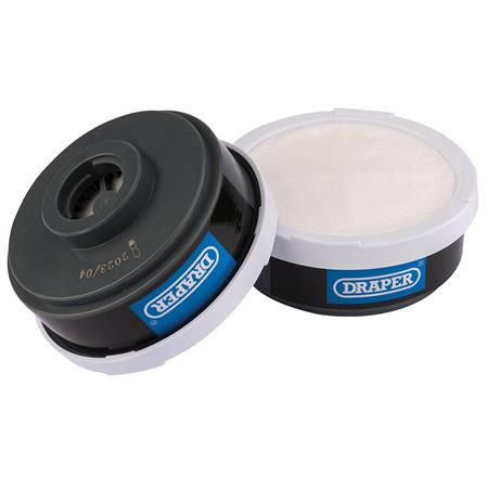 Draper 03030 Spare A1P2 Filters 2 for Combined Vapour and Dust Respirator 03030   