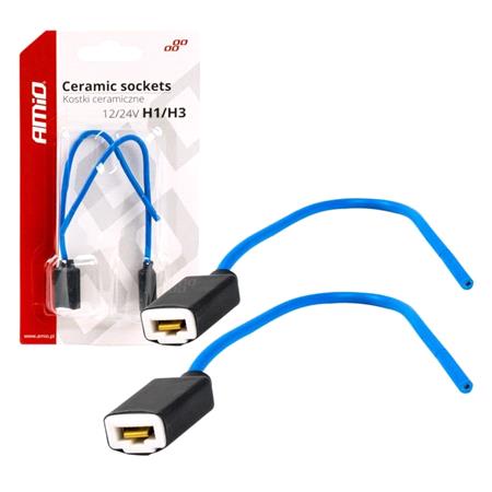 AMIO H1/H3 Ceramic Bulb Socket   Twin Pack