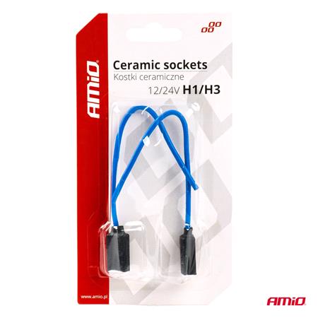 AMIO H1/H3 Ceramic Bulb Socket   Twin Pack