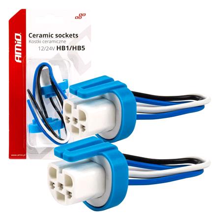 AMIO HB1/HB5 9004/9007 Ceramic Bulb Socket   Twin Pack