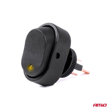Elliptic switch with yellow Light 12/24V max 30A ON/OFF