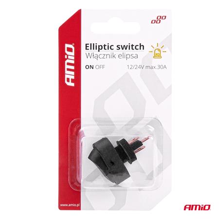 Elliptic switch with yellow Light 12/24V max 30A ON/OFF