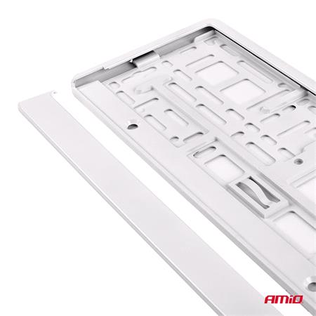 Metallic White Number Plate Holder
